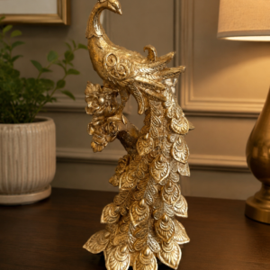 Golden Elegance Peacock Statue