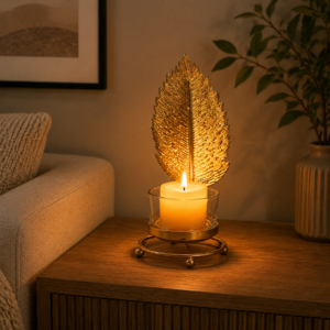 Golden Leaf Candle Holder