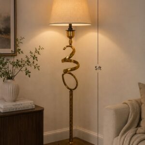 Antique Gold Snake Floor Lamp