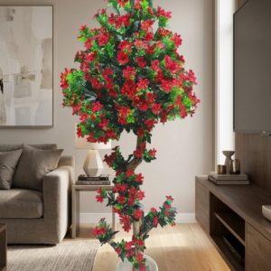 Tall Artificial Red Blossom Tree