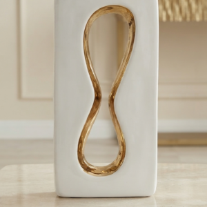 Modern White and Gold Abstract Decor Vase