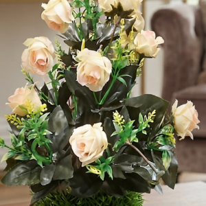 Artificial Cream Rose Grass Pot Arrangement