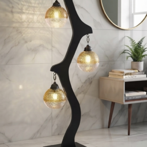 Arbor Amber Sphere Floor Lamp