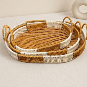 Bohemian Oval Rattan Nesting Trays