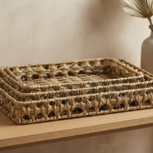 Hand-Woven Rectangular Seagrass Nesting Trays (Set of 3)