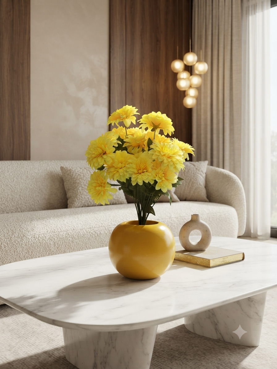 Sunny Yellow Chrysanthemum Pot