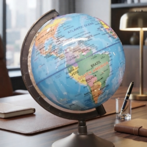 Classic Desktop World Globe with Bronze Stand