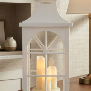 White Window-Style LED Candle Lantern
