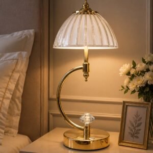 Elegant Crystal Accent Gold Table Lamp