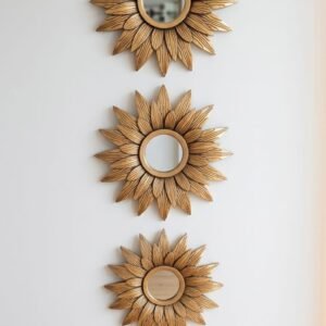 Golden Sunflower Wall Mirror Set (3-Piece)