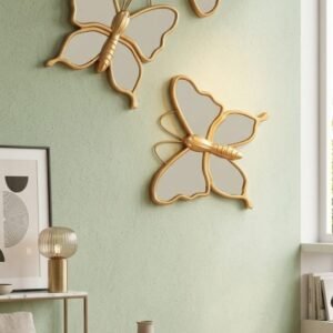 Golden Butterfly Wall Mirror Set (3-Piece)