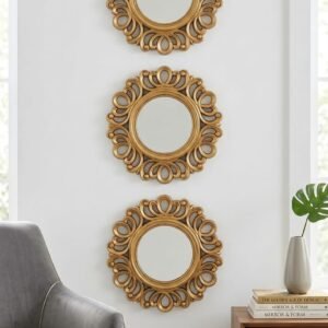 ​Ornate Gold Loop Round Wall Mirror Set (Set of 3)