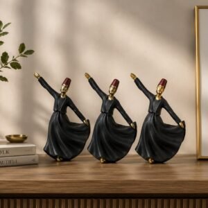 3-Piece Whirling Dervish Statue Set – Modern Sufi Home Decor