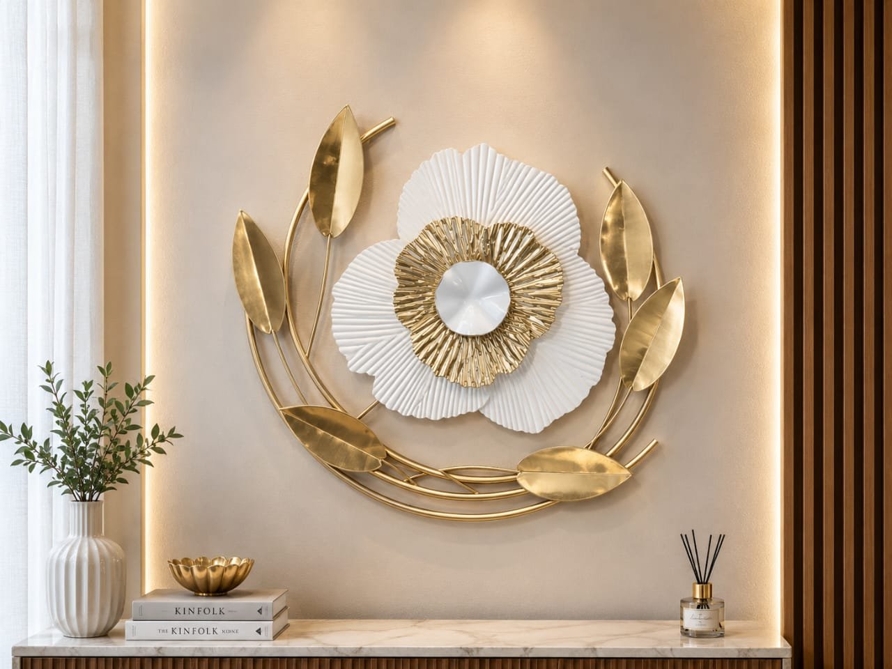 Luxury Golden Floral Metal Wall Decor
