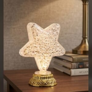 Faceted Star Table Lamp with Gold Base