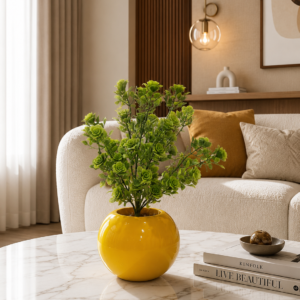 Golden Succulent Bloom Decorative Vase