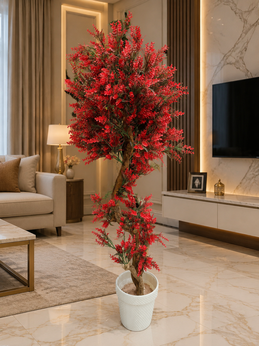 Crimson Floral Accent Tree