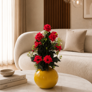 Golden Glow Red Rose Vase Arrangement