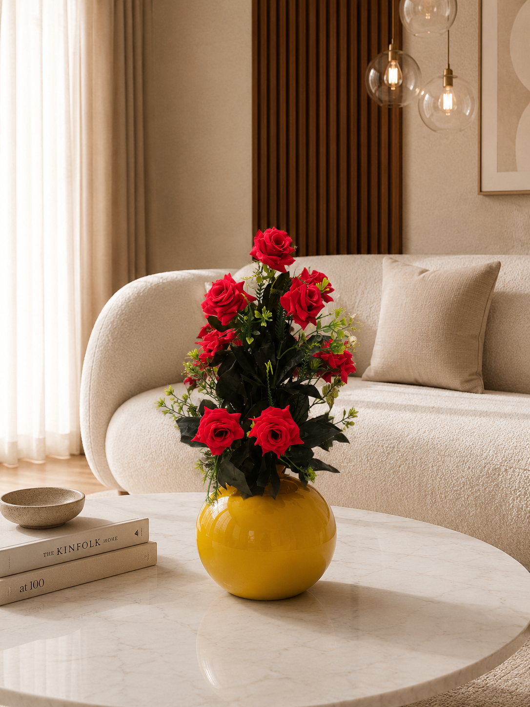Golden Glow Red Rose Vase Arrangement