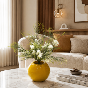 SunBloom White Floral Decorative Vase