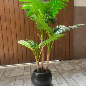 Artificial Tropical Monstera Plant with Black Pot