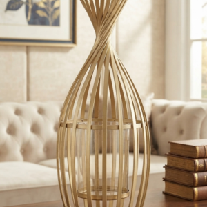 Golden Cage Pillar Candle Holder / Vase