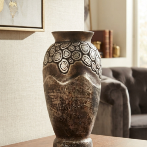 Rustic Bronze and Silver Textured Vase