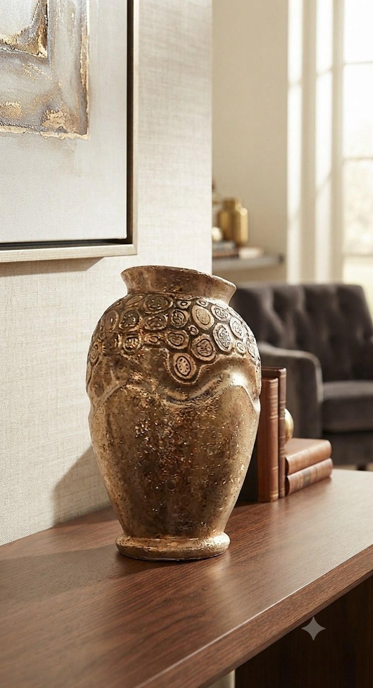 Textured Antique Bronze Decorative Vase