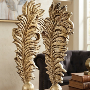 Golden Feather Decor Statues