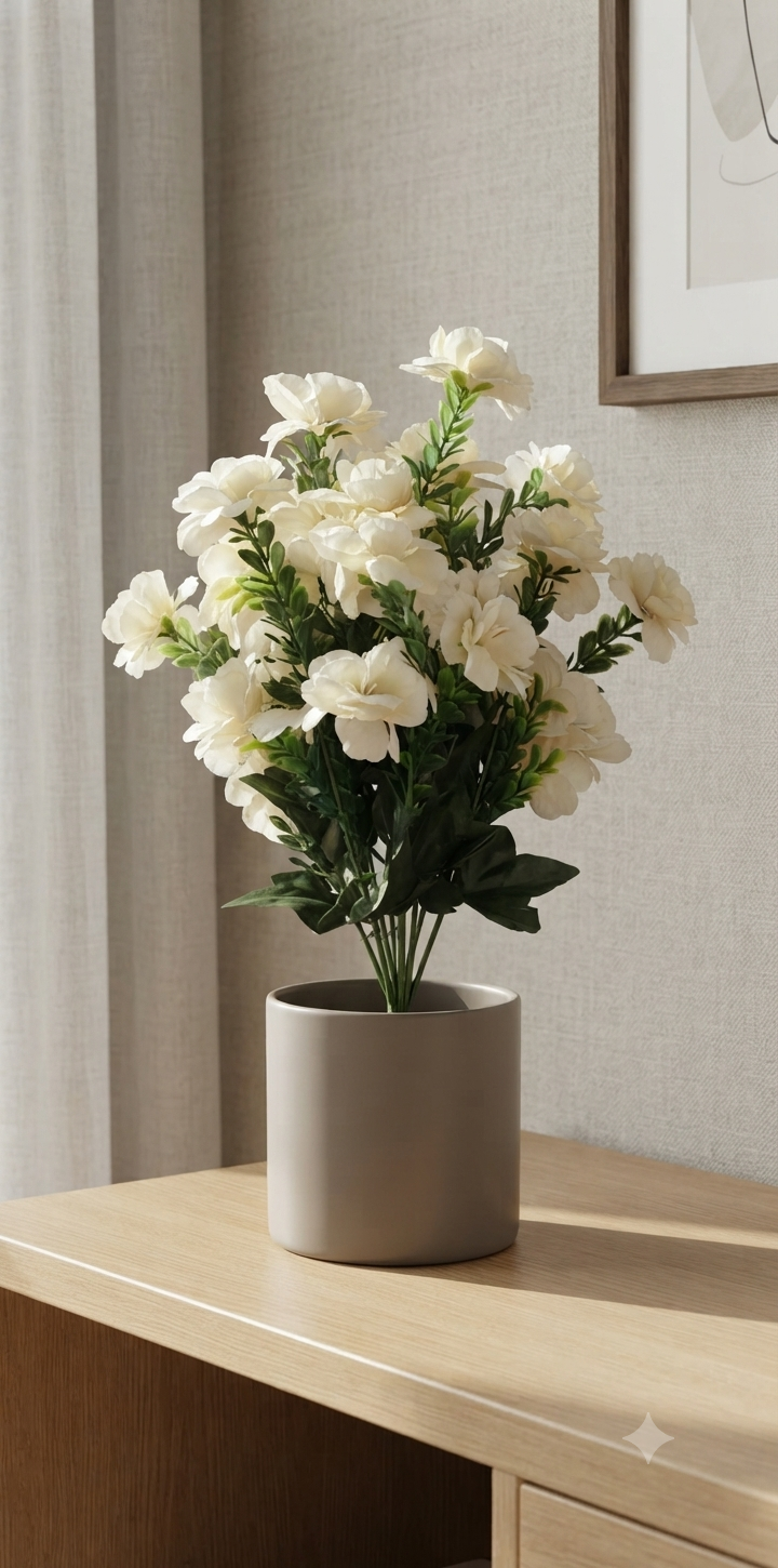 Elegant White Faux Floral Stem Bunch
