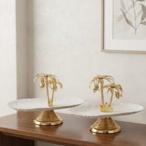 Golden Palm Tree Pedestal Tray