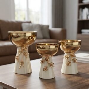 Golden Blossom Decorative Bowls Set