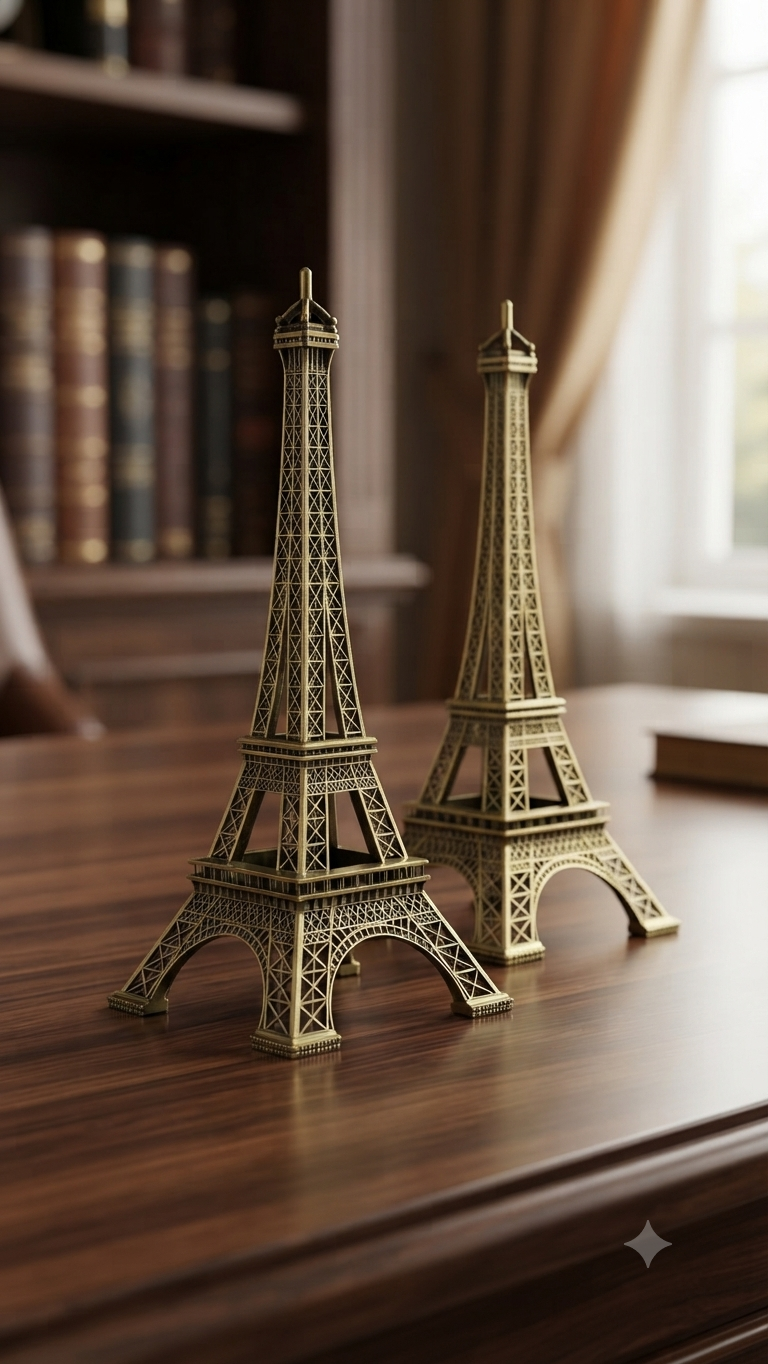 Vintage Brass Eiffel Tower Decor Set