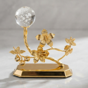 Golden Flower Crystal Ball Decor