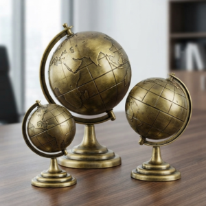 Vintage Brass Globe Decor