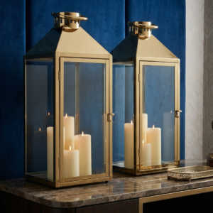 Modern Golden Candle Lantern Set