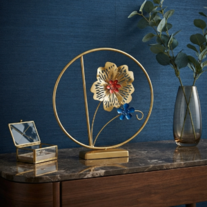 Golden Floral Circle Decorative Art Piece