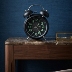 Matte Black Luminous Twin Bell Clock