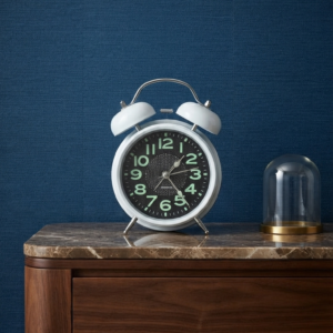 Luminous White Twin Bell Clock