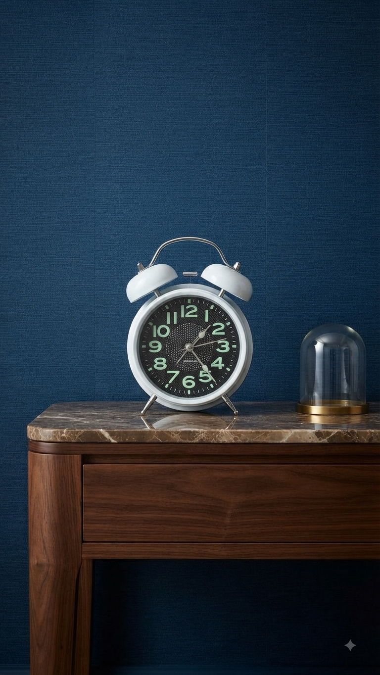 Luminous White Twin Bell Clock