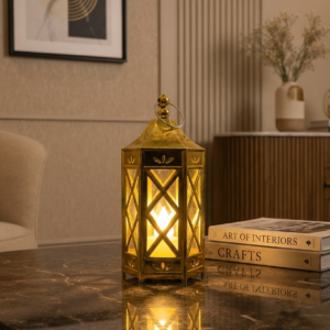 Gold Hexagonal LED Lantern Decor