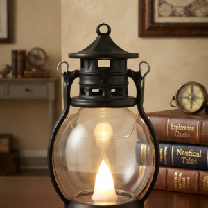 Black LED Hurricane Lantern Decor