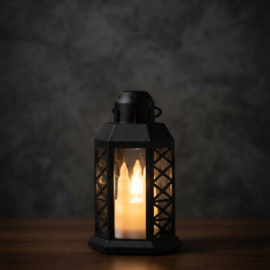 Rustic Black Lattice LED Candle Lantern