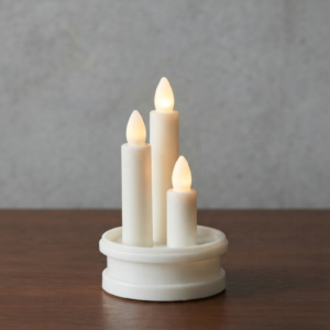 Minimalist Ivory Triple LED Pillar Centerpiece