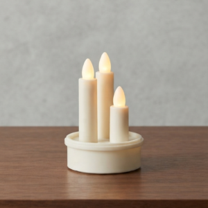 Minimalist Ivory Triple LED Pillar Centerpiece