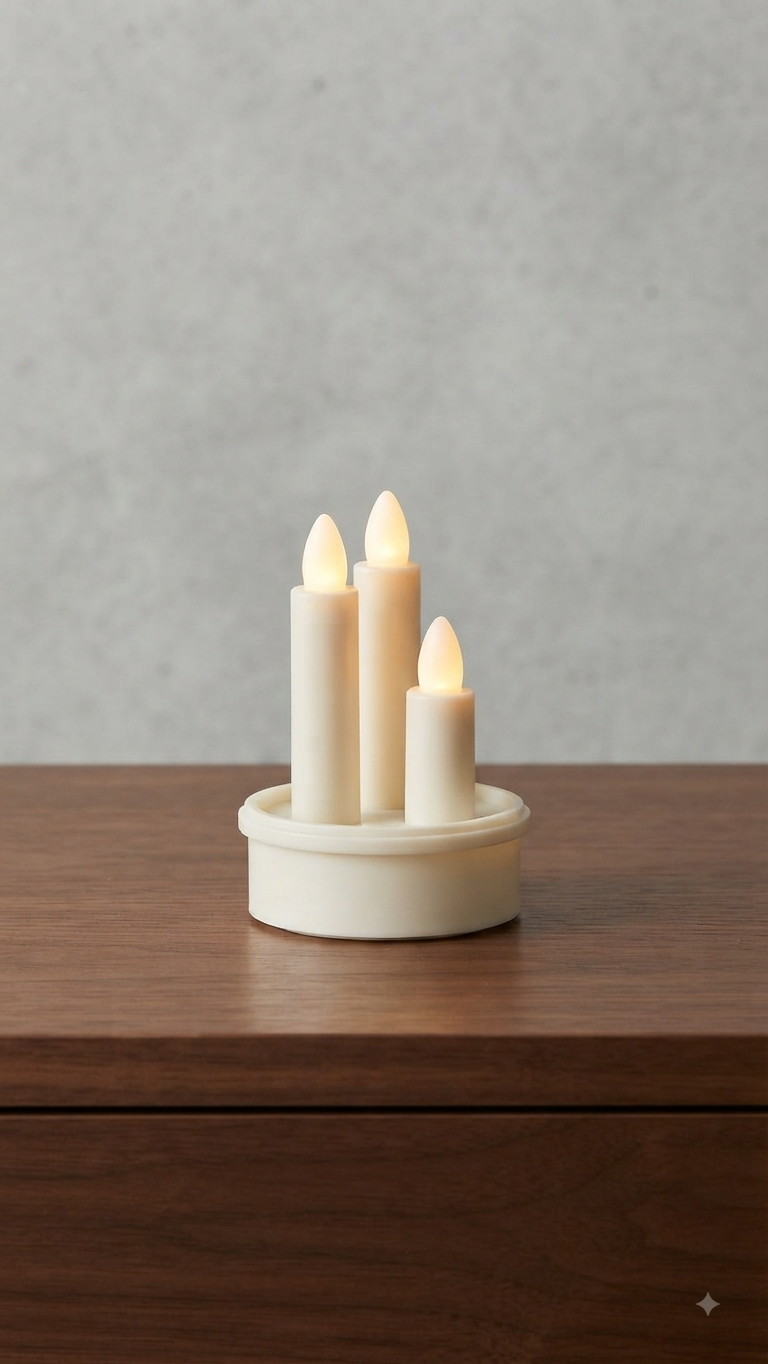 Minimalist Ivory Triple LED Pillar Centerpiece