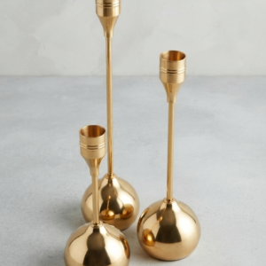 Modern Gold Sphere Base Candle Holder Set