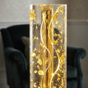 Radiant Gold Flake Pillar Accent Lamp