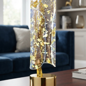 Elegant Gold Flake Curved Accent Lamp