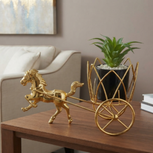 Gold Horse-Drawn Carriage Planter